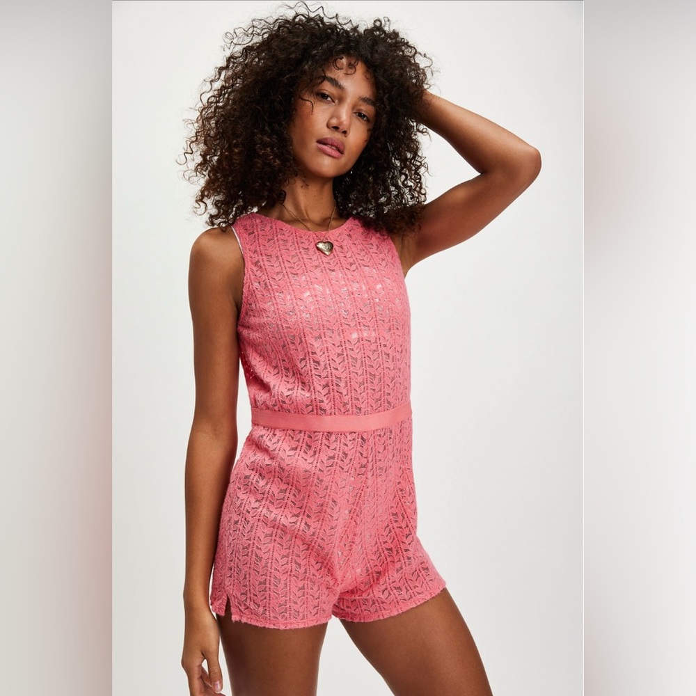 Monica Sleep Romper. Color Coral Charm